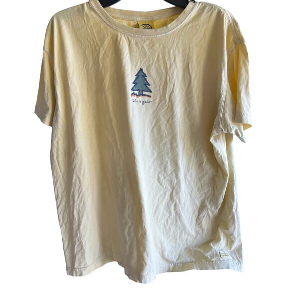LIFE IS GOOD butter yellow pine tree color safe tee sz XL - Picture 1 of 7